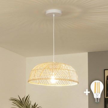 Brilagi - Lampadario LED a sospensione su cavo CERIA BOHO 1xE27/40W/230V Ø 40 cm in rattan
