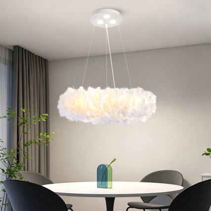BRILAGI - Lampadario LED a sospensione su cavo FEATHER 3xE27/40W/230V + 3xLED/3W Ø 50 cm bianco