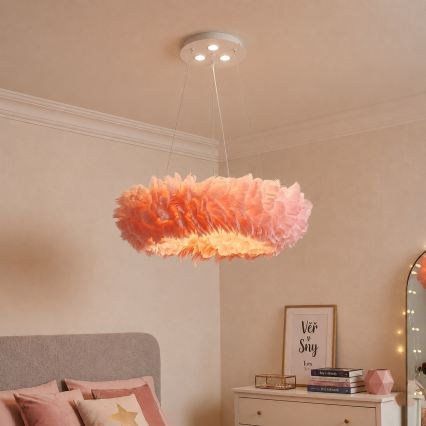 Brilagi - Lampadario LED a sospensione su cavo FEATHER 3xE27/40W/230V + 3xLED/3W Ø 50 cm rosa