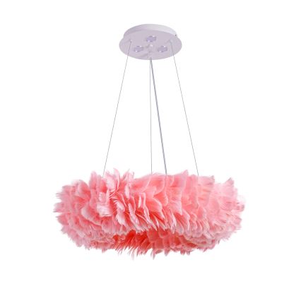 Brilagi - Lampadario LED a sospensione su cavo FEATHER 3xE27/40W/230V + 3xLED/3W Ø 50 cm rosa