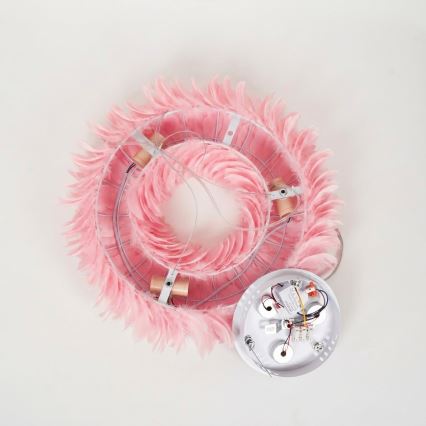 Brilagi - Lampadario LED a sospensione su cavo FEATHER 3xE27/40W/230V + 3xLED/3W Ø 50 cm rosa