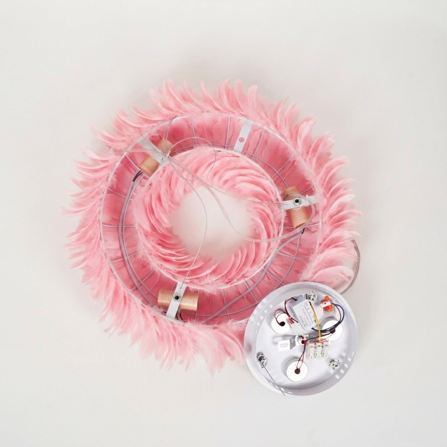 Brilagi - Lampadario LED a sospensione su cavo FEATHER 3xE27/40W/230V + 3xLED/3W Ø 50 cm rosa
