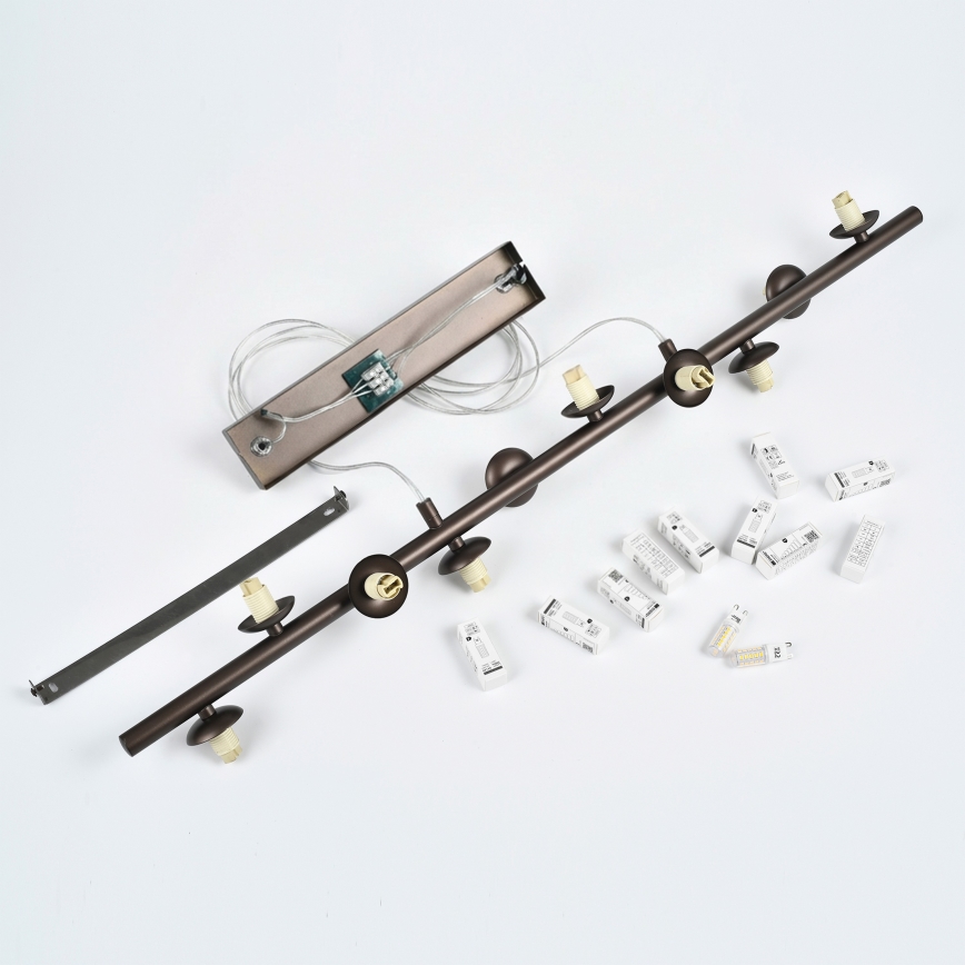 Brilagi - Lampadario LED a sospensione su cavo MILLA 10xG9/3W/230V marrone/marrone fumé