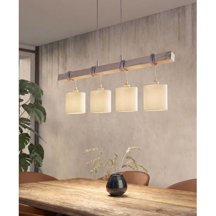 Brilagi - Lampadario LED a sospensione su cavo NUBILA 4xE27/60W/230V grigio/crema