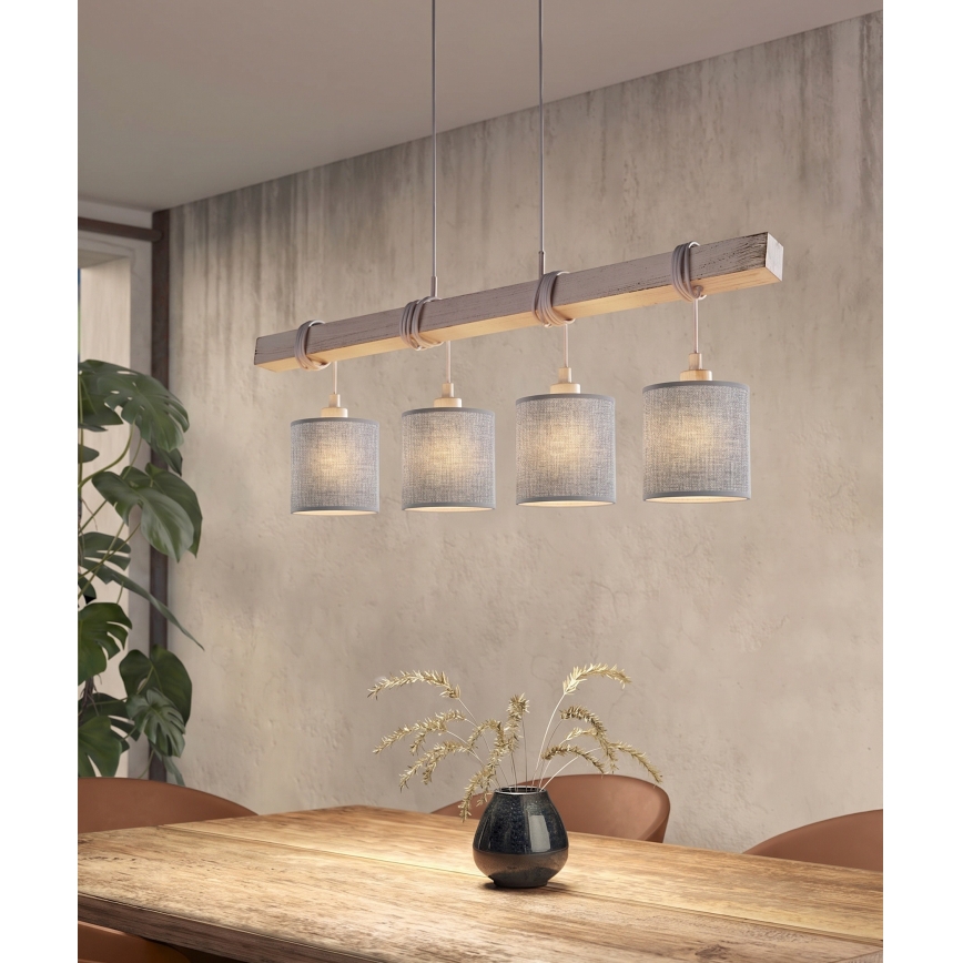 Brilagi - Lampadario LED a sospensione su cavo NUBILA 4xE27/60W/230V grigio