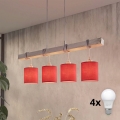 Brilagi - Lampadario LED a sospensione su cavo NUBILA 4xE27/60W/230V grigio/rosso