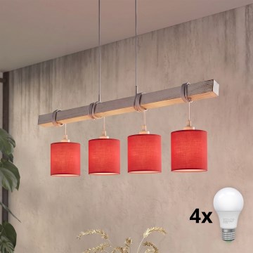 Brilagi - Lampadario LED a sospensione su cavo NUBILA 4xE27/60W/230V grigio/rosso