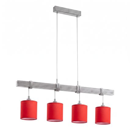Brilagi - Lampadario LED a sospensione su cavo NUBILA 4xE27/60W/230V grigio/rosso