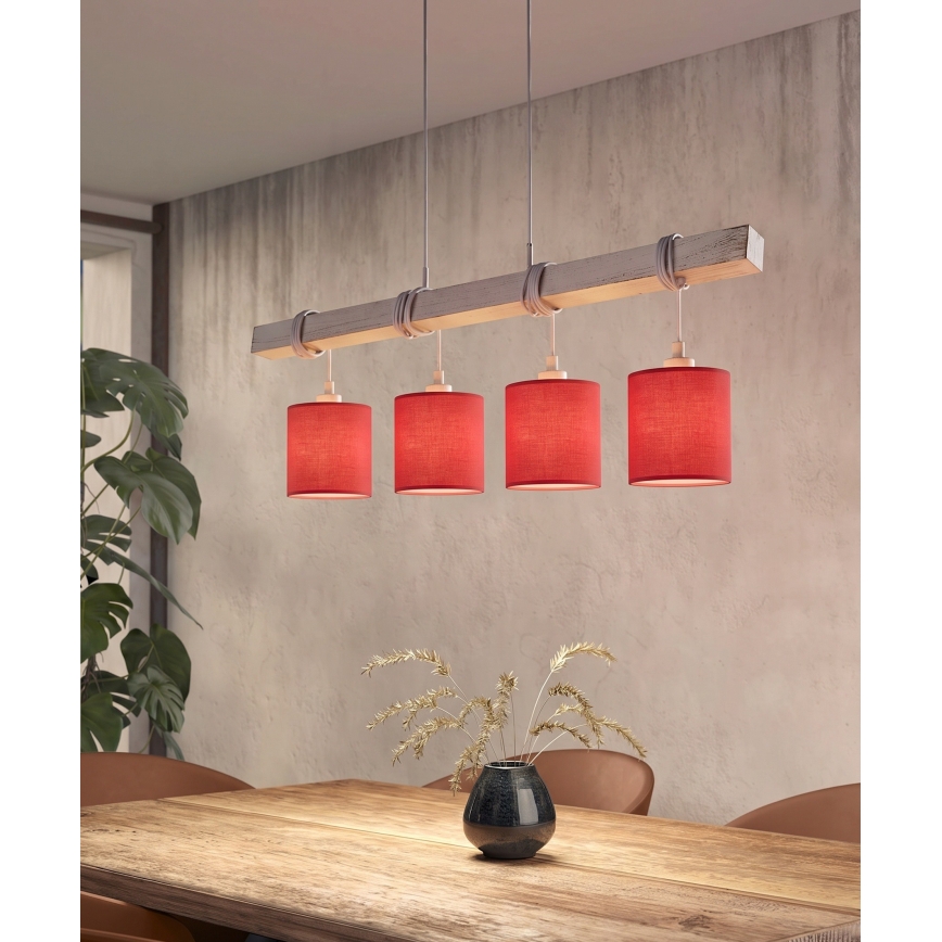 Brilagi - Lampadario LED a sospensione su cavo NUBILA 4xE27/60W/230V grigio/rosso