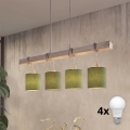Brilagi - Lampadario LED a sospensione su cavo NUBILA 4xE27/60W/230V grigio/verde
