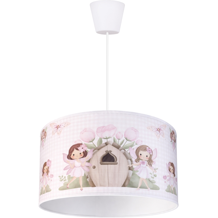 Brilagi - Lampadario LED a sospensione su cavo per bambini BOBO 1xE27/60W/230V Ø 35 cm rosa/fate