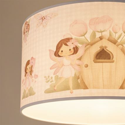 Brilagi - Lampadario LED a sospensione su cavo per bambini BOBO 1xE27/60W/230V Ø 35 cm rosa/fate