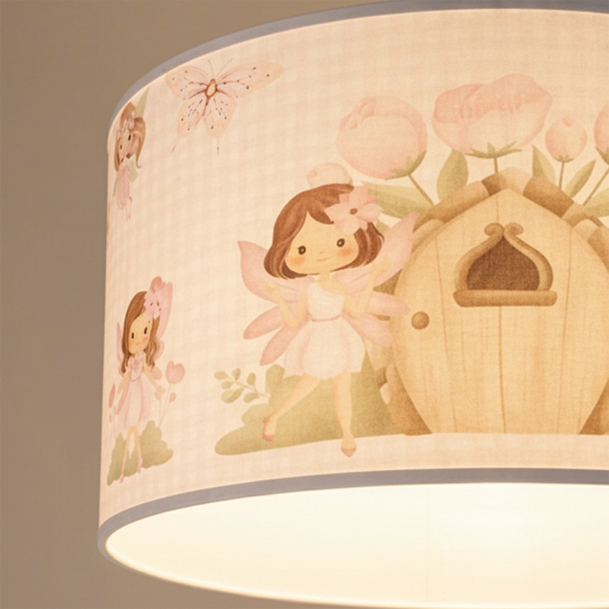 Brilagi - Lampadario LED a sospensione su cavo per bambini BOBO 1xE27/60W/230V Ø 35 cm rosa/fate