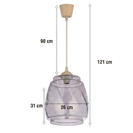 Brilagi - Lampada a sospensione LED su cavo RETRO GLASS 1xE27/60W/230V Ø 26 cm beige/grigio fumé