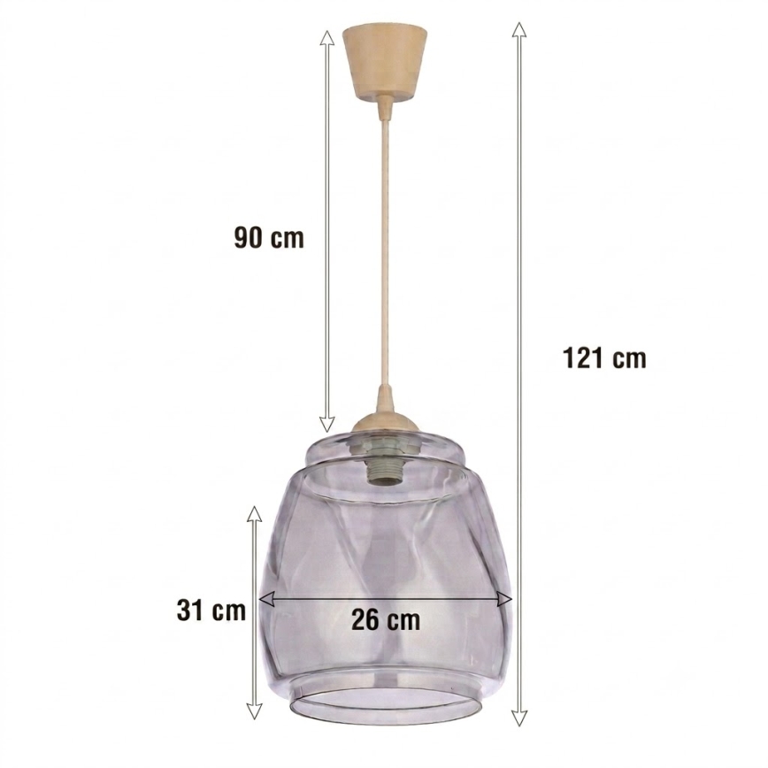 Brilagi - Lampada a sospensione LED su cavo RETRO GLASS 1xE27/60W/230V Ø 26 cm beige/grigio fumé