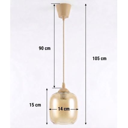 Brilagi - Lampadario LED a sospensione su cavo RETRO GLASS 1xE27/60W/230V Ø 14 cm beige/marrone fumé