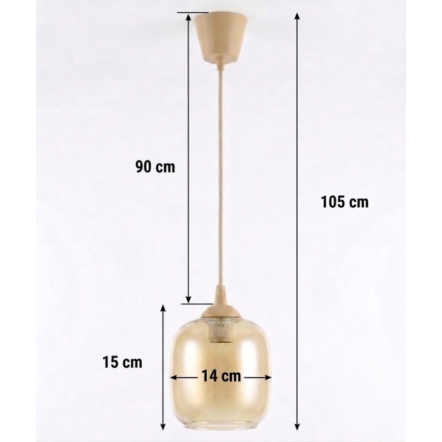 Brilagi - Lampadario LED a sospensione su cavo RETRO GLASS 1xE27/60W/230V Ø 14 cm beige/marrone fumé