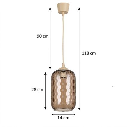 Brilagi - Lampadario LED su cavo RETRO GLASS 1xE27/60W/230V Ø 14 cm beige/marrone fumé