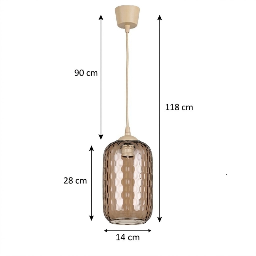Brilagi - Lampadario LED su cavo RETRO GLASS 1xE27/60W/230V Ø 14 cm beige/marrone fumé