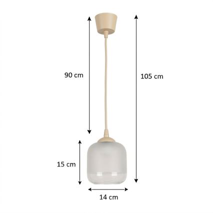 Brilagi - Lampadario LED a sospensione su cavo RETRO GLASS 1xE27/60W/230V Ø 14 cm beige/bianco