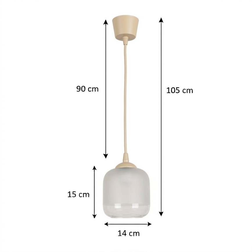 Brilagi - Lampadario LED a sospensione su cavo RETRO GLASS 1xE27/60W/230V Ø 14 cm beige/bianco