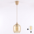 Brilagi - Lampadario LED a sospensione su cavo RETRO GLASS 1xE27/60W/230V Ø 14 cm beige/marrone fumé