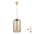 BRILAGI - Lampadario LED a sospensione su cavo RETRO GLASS 1xE27/60W/230V Ø 14 cm beige/marrone fumé