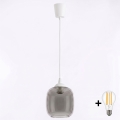 Brilagi - Lampadario LED a sospensione su cavo RETRO GLASS 1xE27/60W/230V Ø 14 cm bianco/grigio fumé