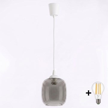 Brilagi - Lampadario LED a sospensione su cavo RETRO GLASS 1xE27/60W/230V Ø 14 cm bianco/grigio fumé