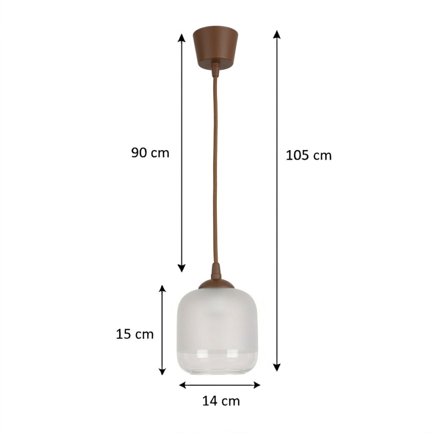 Brilagi - Lampadario LED a sospensione su cavo RETRO GLASS 1xE27/60W/230V Ø 14 cm marrone/bianco