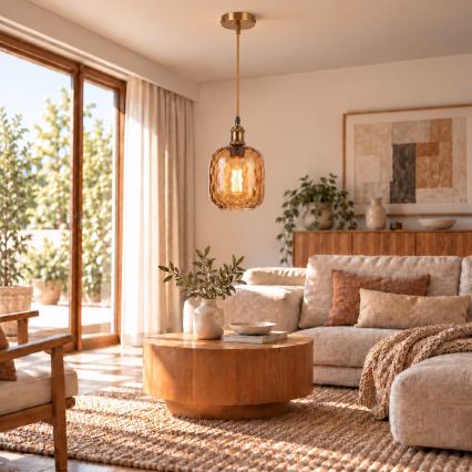 BRILAGI - Lampada a sospensione LED con cavo RETRO GLASS 1xE27/60W/230V Ø 14 cm oro/marrone fumé
