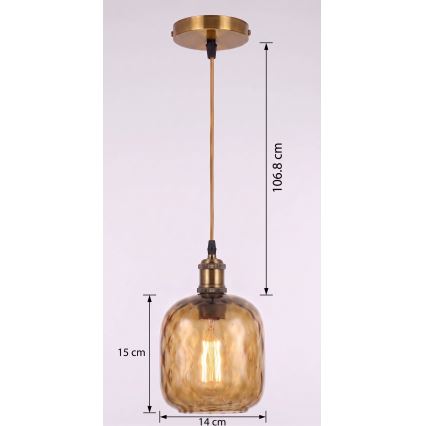 BRILAGI - Lampada a sospensione LED con cavo RETRO GLASS 1xE27/60W/230V Ø 14 cm oro/marrone fumé