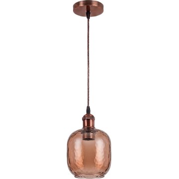 Brilagi - Lampadario LED a sospensione su cavo RETRO GLASS 1xE27/60W/230V Ø 14 cm rame/marrone fumé