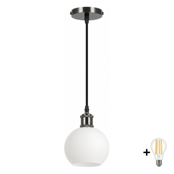 BRILAGI - Lampadario LED a sospensione su cavo RETRO GLASS 1xE27/60W/230V Ø 15 cm nero/bianco
