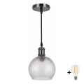 BRILAGI - Lampadario LED a sospensione su cavo RETRO GLASS 1xE27/60W/230V Ø 25 cm nero/grigio fumé