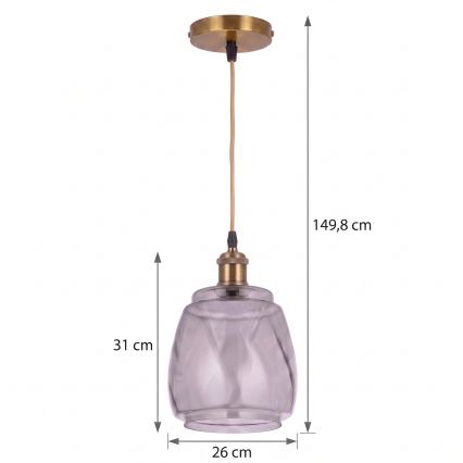 BRILAGI - Lampadario LED a cavo RETRO GLASS 1xE27/60W/230V Ø 26 cm oro/grigio fumé