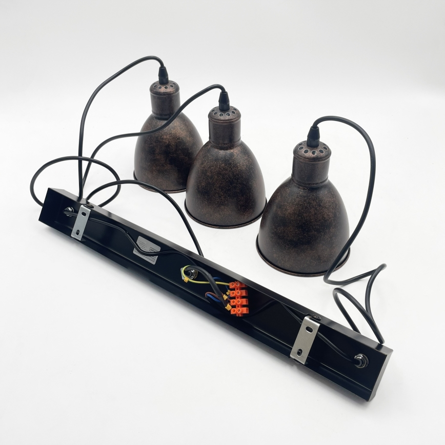 Brilagi - Lampadario LED a sospensione su cavo RIDDY 3xE27/60W/230V rame/patina