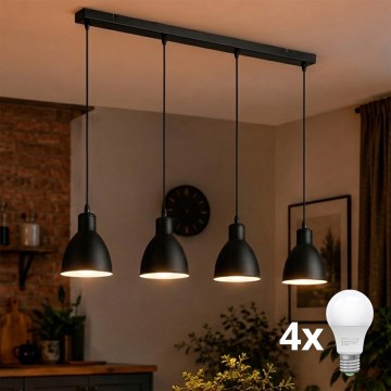 Brilagi - Lampadario LED a sospensione su cavo RIDDY 4xE27/60W/230V nero