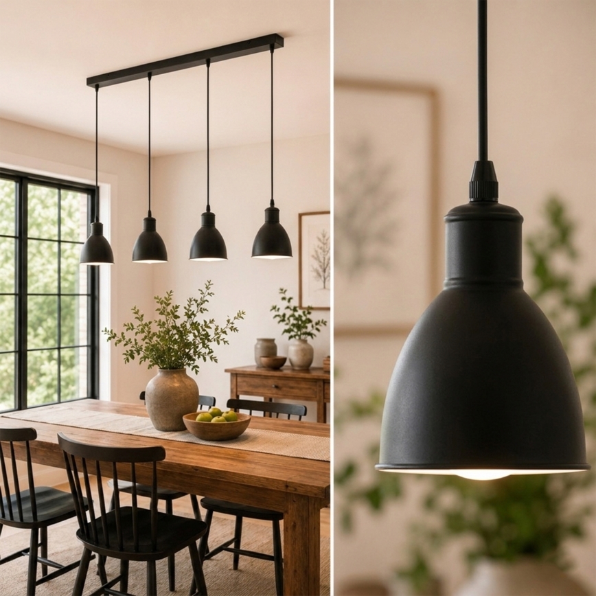 Brilagi - Lampadario LED a sospensione su cavo RIDDY 4xE27/60W/230V nero