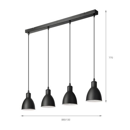 Brilagi - Lampadario LED a sospensione su cavo RIDDY 4xE27/60W/230V nero