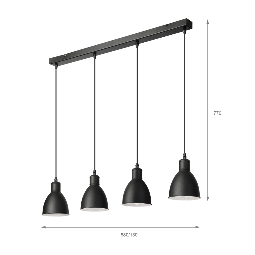 Brilagi - Lampadario LED a sospensione su cavo RIDDY 4xE27/60W/230V nero