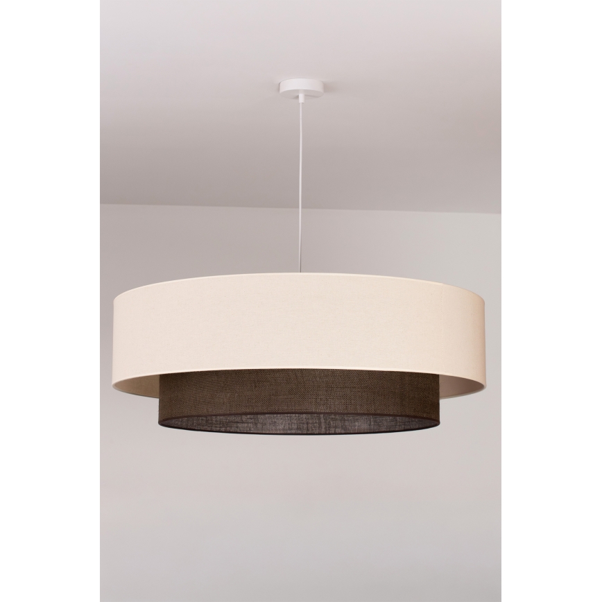 Brilagi - Lampadario LED a sospensione su cavo Stile BOHO 3x E27/15W/230V Ø 80 cm crema/marrone