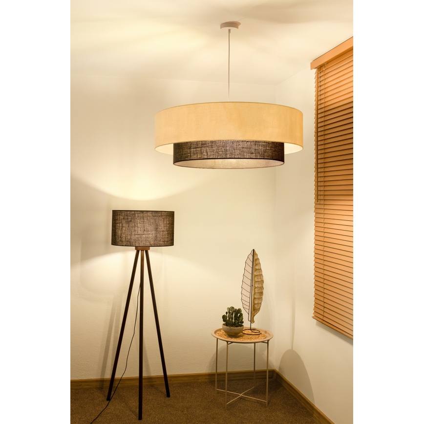 Brilagi - Lampadario LED a sospensione su cavo Stile BOHO 3x E27/15W/230V Ø 80 cm crema/marrone