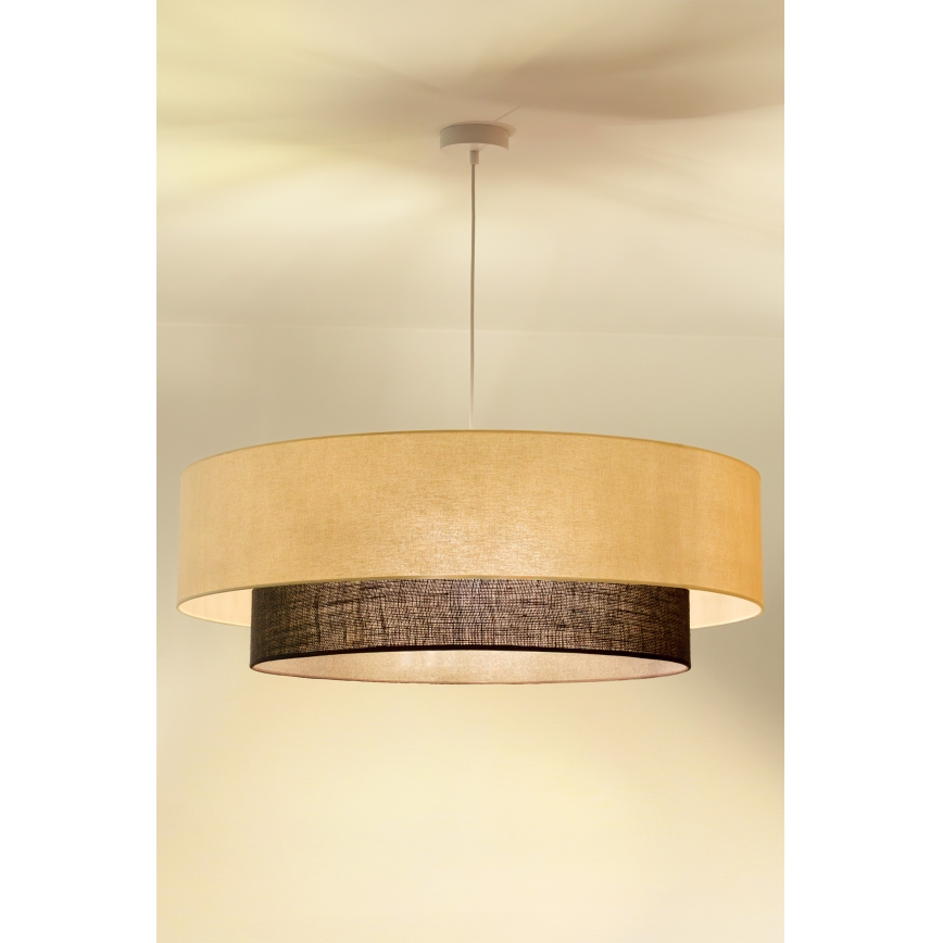 Brilagi - Lampadario LED a sospensione su cavo Stile BOHO 3x E27/15W/230V Ø 80 cm crema/marrone