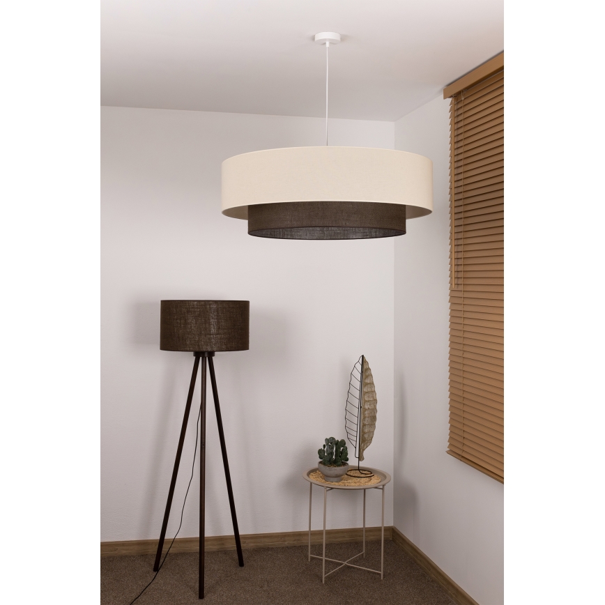 Brilagi - Lampadario LED a sospensione su cavo Stile BOHO 3x E27/15W/230V Ø 80 cm crema/marrone