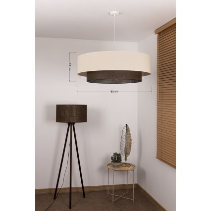 Brilagi - Lampadario LED a sospensione su cavo Stile BOHO 3x E27/15W/230V Ø 80 cm crema/marrone