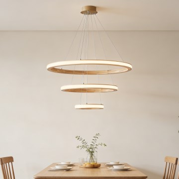 Brilagi - Lampadario LED a sospensione su cavo UMEA WOOD, 45W/230V, Ø 60 cm, in legno di Hevea
