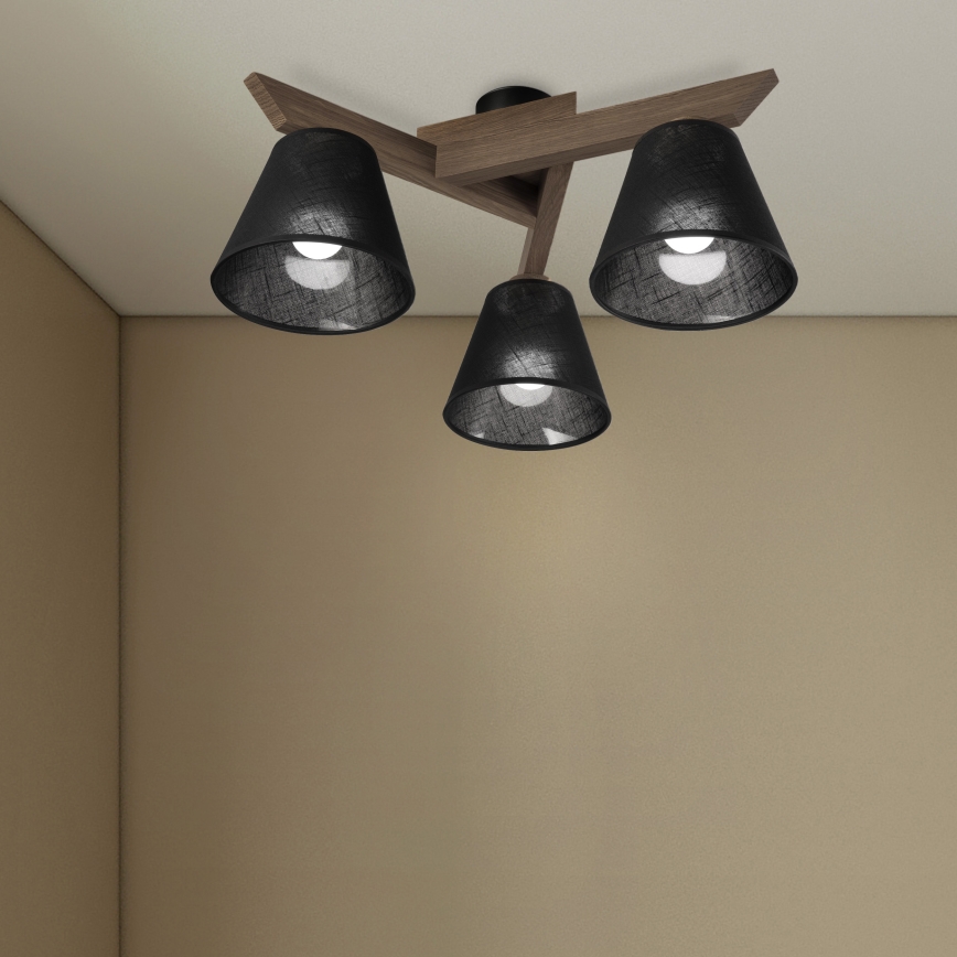 Brilagi - Lampadario LED a plafone ANTHONY 3xE14/40W/230V rovere noce/nero