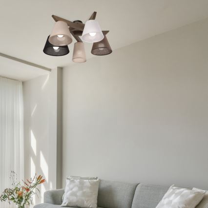 Brilagi - Lampadario LED a plafone ANTHONY 5xE14/40W/230V rovere noce