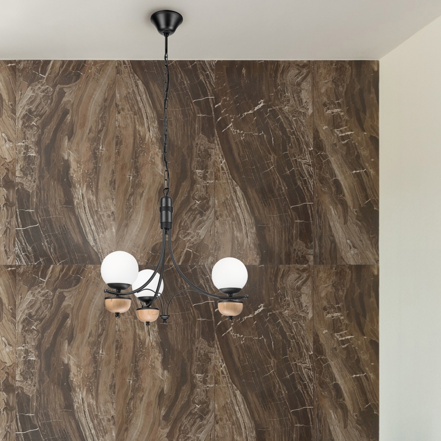 Brilagi - Lampadario LED con catena COTTAGE 3xG9/40W/230V rovere/bianco